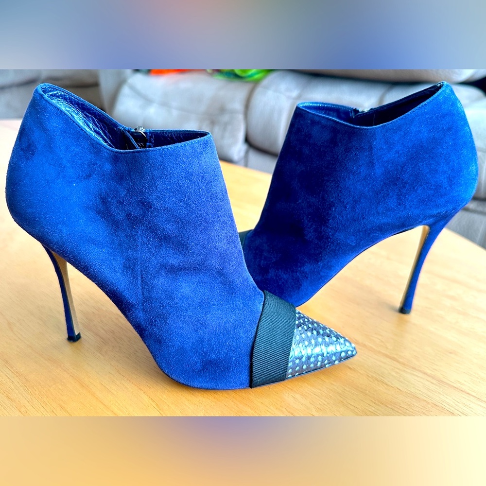 Nicholas Kirkwood Blue Suede Ankle Boots 37,5